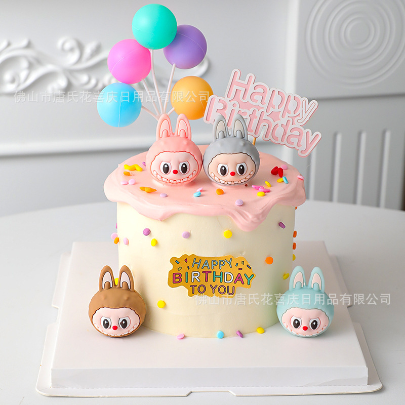 Internet Celebrity's Same Cartoon Labubu Cake Decoration Ornaments Cute Dessert Table Decoration Baking Supplies Gifts