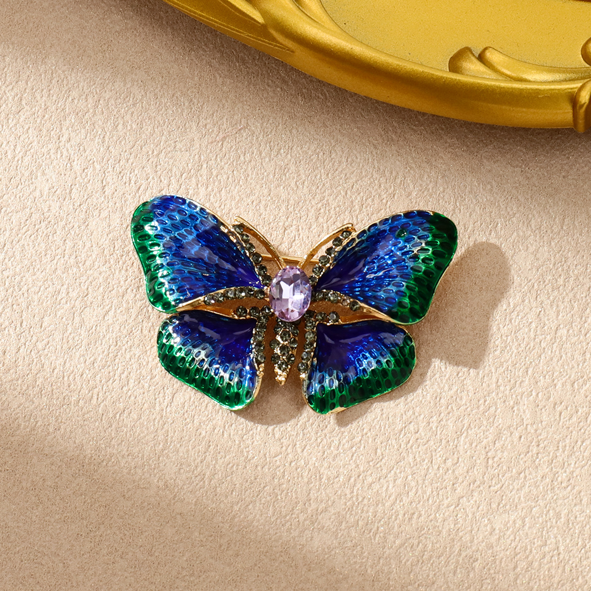 Cross-Border Light Luxury Diamond-Encrusted Butterfly Enamel Brooch, Elegant and Exquisite, High-End Personalized Decorative Clothing Brooch