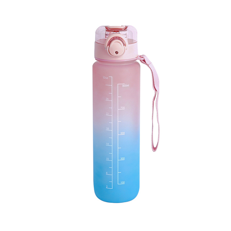 Estilo coreano 1000ml gradiente de color espacio de la Copa de fitness deportes hervidor de plástico transfronterizo rebotando taza portátil con escala