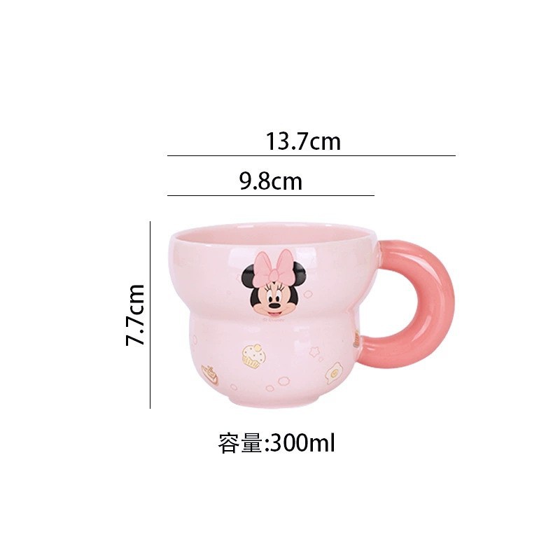 Disney / Disney Scarlett Cup, encantador cartón de dibujos animados, taza de cerámica única con mango, vaca de café casera