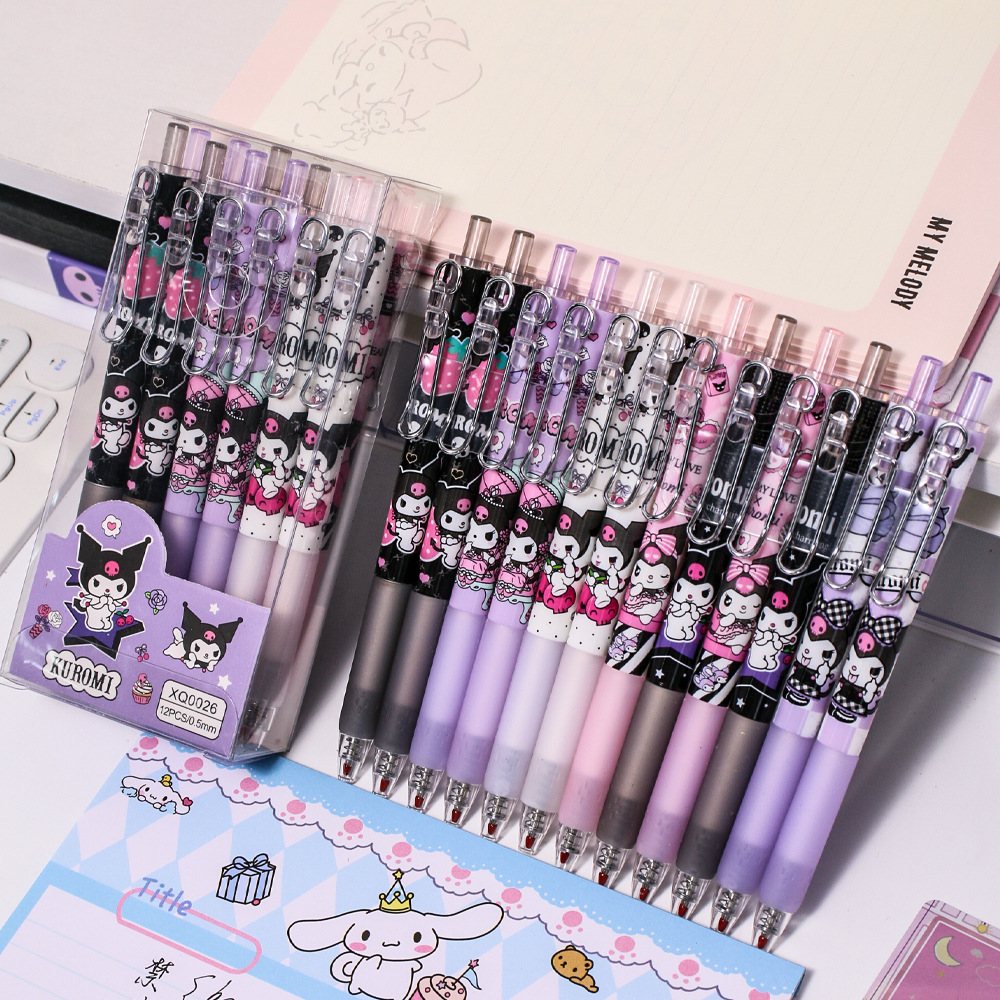 Cute postre fiesta 12 bolígrafos de caja de dibujos animados perros metal bolígrafo neutro bolígrafo de firma ST negro