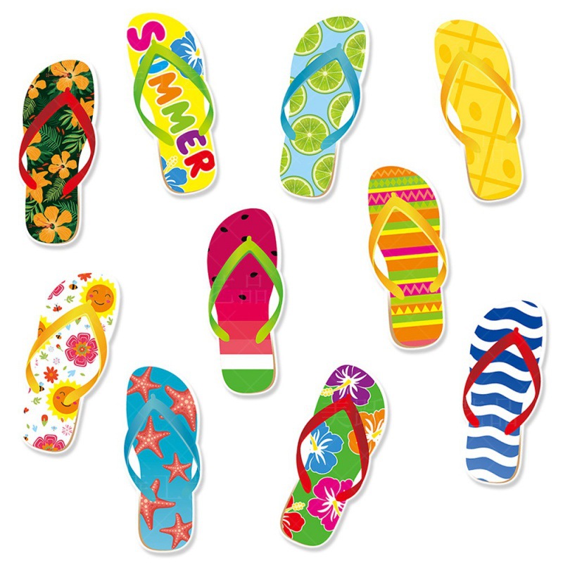 Nuevas pegatinas de pared decorativas de verano, pegatinas de ventana, artículos de decoración de fiesta de verano, zapatillas autoadhesivas, pegatinas de ventana, pegatinas de pared creativas