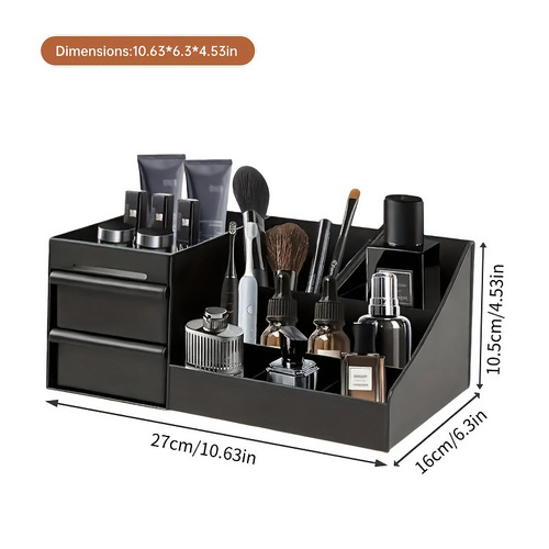 Desk cosmetic storage organizer black storage box with drawers bathroom cosmetic shelf lipstick box