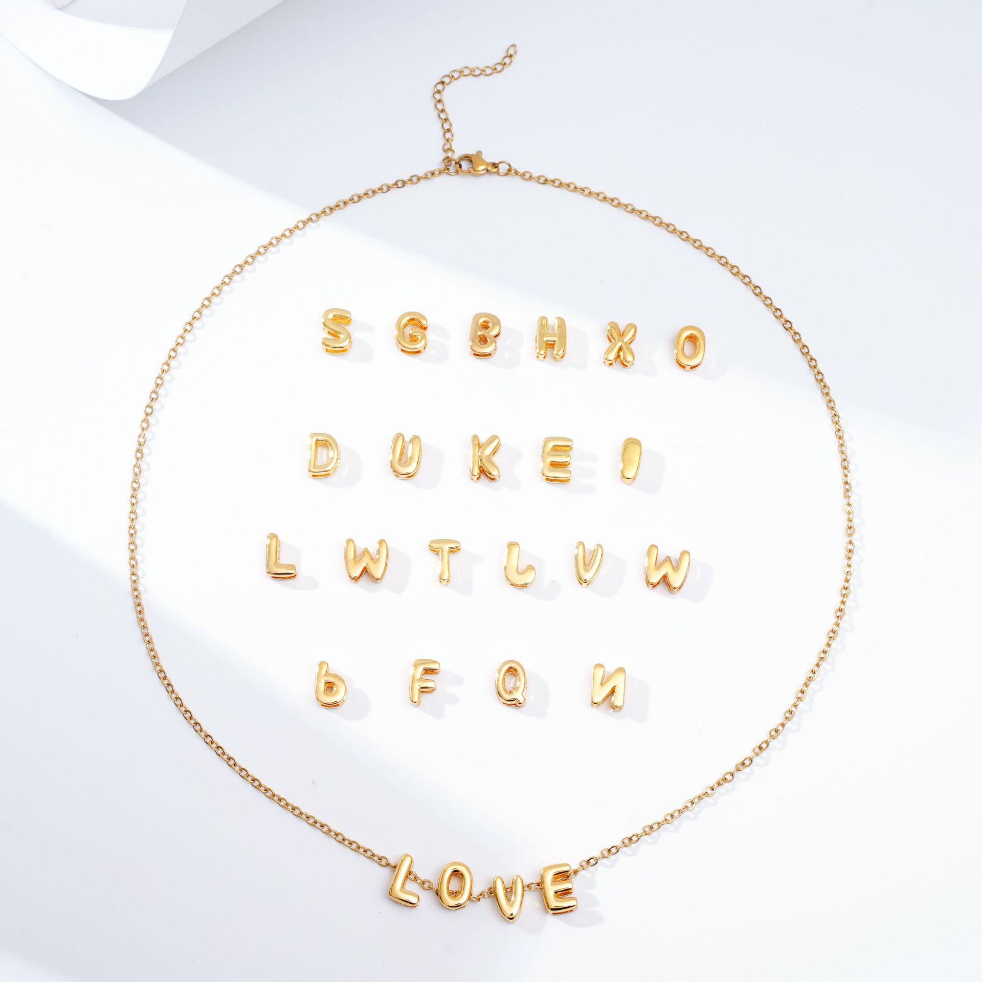 10*10mm Jewelry Making Size 1 Piece 10*10mm 304 Stainless Steel Copper Letter DIY Jewelry Accessories Beads Chain