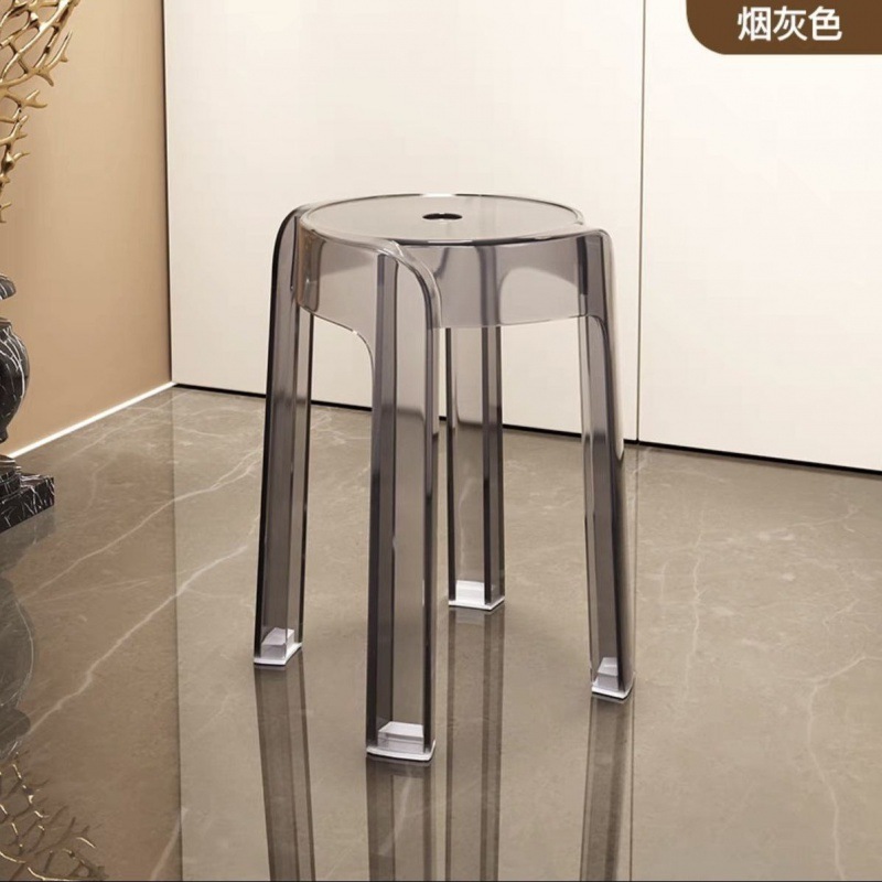 亚克力凳子轻奢塑料透明旋风凳家用加厚可叠放圆凳简约客厅餐椅子|undefined