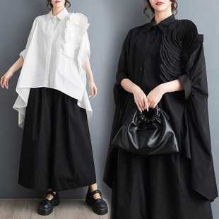 2024 New Summer Korean Style Loose Large Size Spliced Solid Color Short-Sleeved Shirt for Women