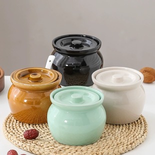 Stew Pot Crock Stew in Water One-person Steamed Egg Stew Pot with Lid Soup Pot Steaming Bowl Chinese-style Shaxian Ceramic Soup Steaming Soup Pot
