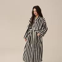 Демисезонная бархатная пижама, длинный коралловый халат, комплект, осень