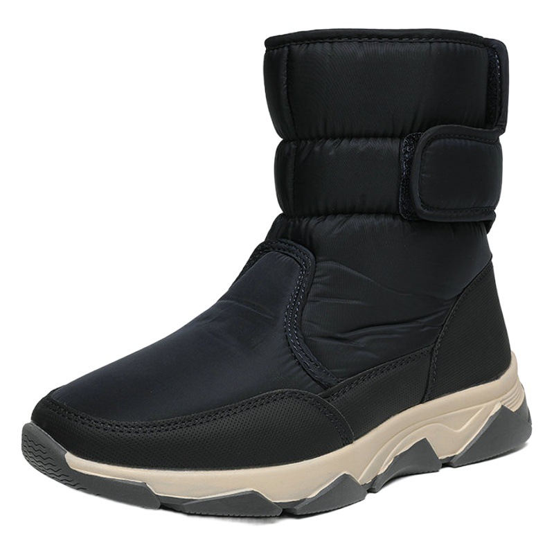 2021 nueva versión pública de los hombres botas de nieve zapatos de algodón caliente negro más tamaño de goma de una sola pieza entrega al por mayor comercio exterior transfronterizo