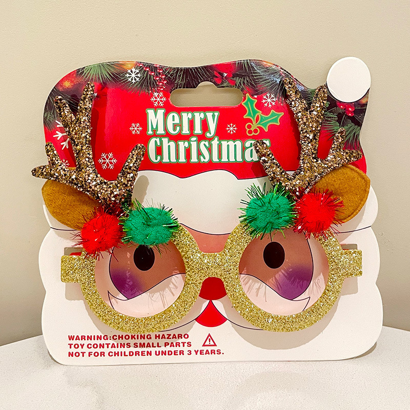 Nuevo marco de gafas de plástico feliz navidad para adultos y niños fiesta de disfraces accesorios de Navidad al por mayor