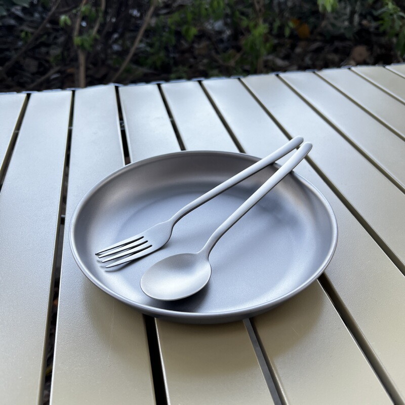 Korean-style pure titanium long handle spoon fork outdoor picnic camping spoon spoon travel portable titanium alloy tableware
