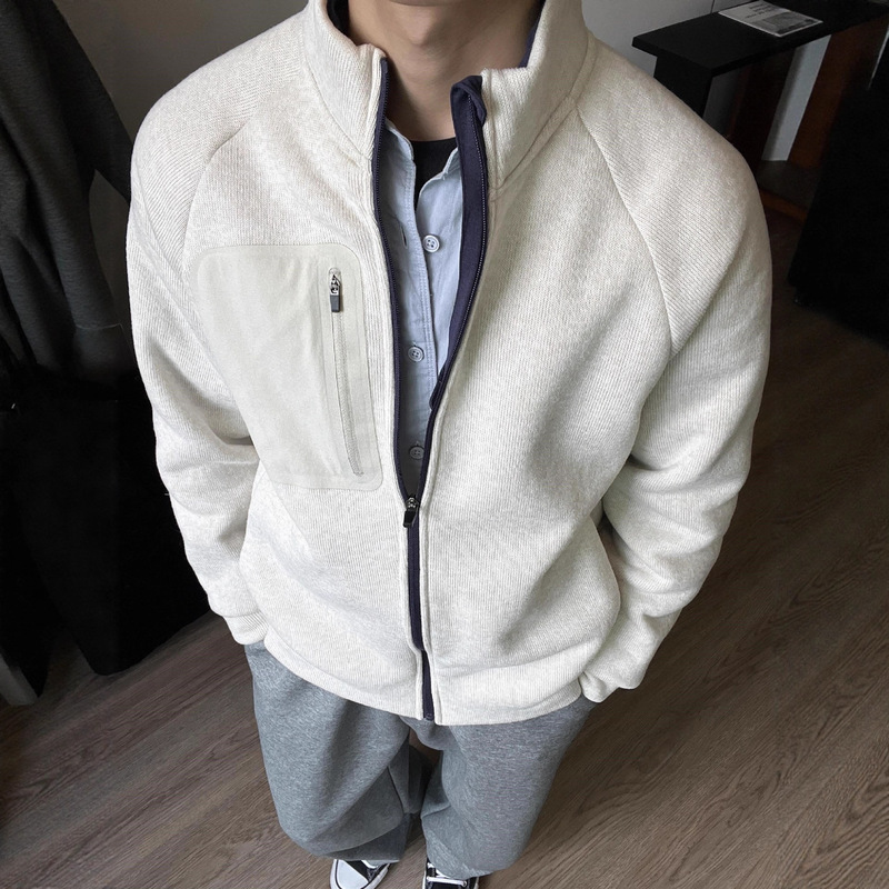 Men's Knitted Polar Fleece Zipper Cardigan Jacket Autumn and Winter Casual Sports Stand-Up Collar Jacket Sweatshirt Warm Fleece Jacket Men's Knitted Polar Fleece Zipper Cardigan Jacket Autumn and Winter Casual Sports Stand-Up Collar Jacket Sweatshirt Warm Fleece Jacket