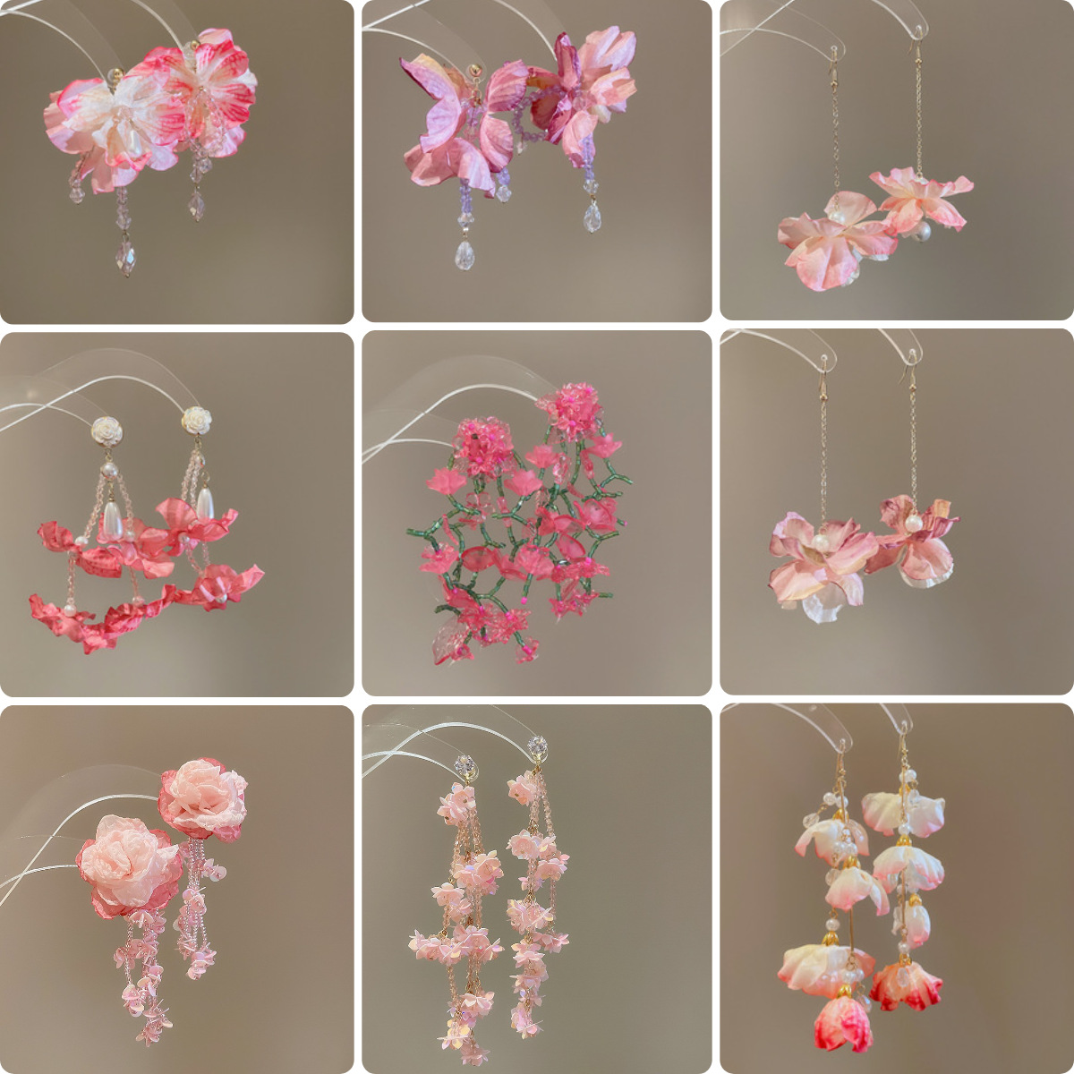 Aguja de plata flor rosa borla estilo vacaciones pendientes verano dulces y exquisitos pendientes pequeños pendientes de diseño fresco mujeres