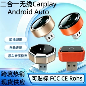 2-in-1 wireless CarPlay and Android Auto screen mirroring adapter, in-car connectivity box