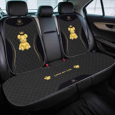 Seat cushion, seat cover | Cartoon Half-Pack Seat Cushion, Non-Slip - e0750k-crown-bear-rear-three-piece-set-velvet-pad-a03-code
