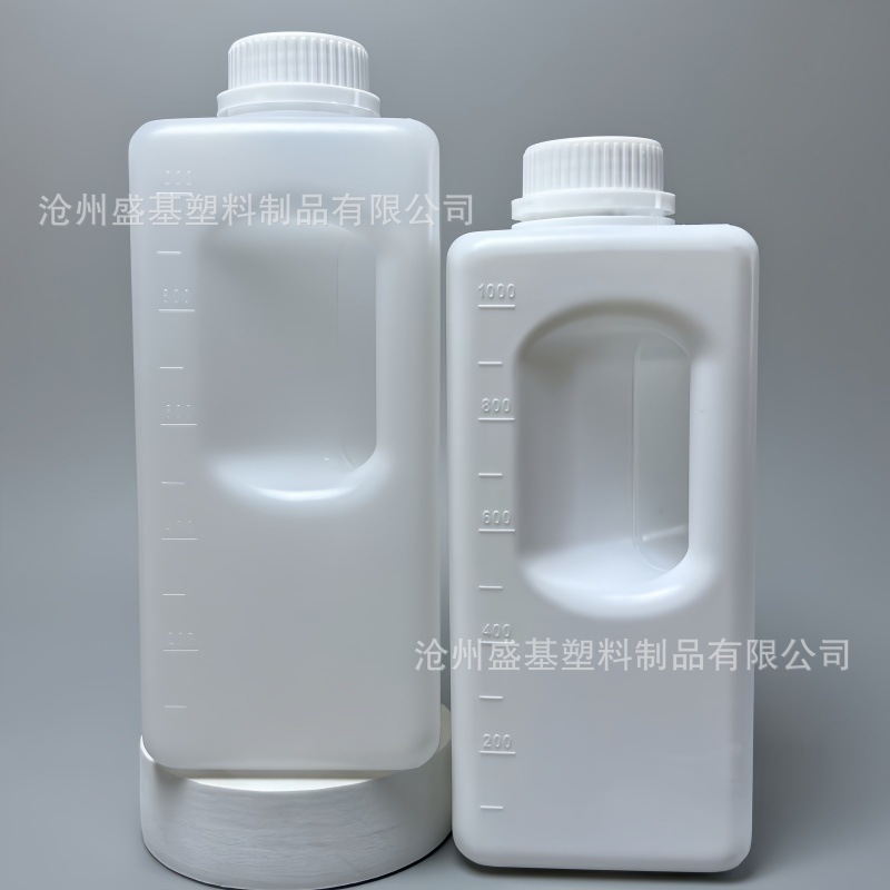 现货1L提手瓶 1000ml化工瓶 pe带刻度四方塑料瓶 防盗盖子分装瓶|undefined