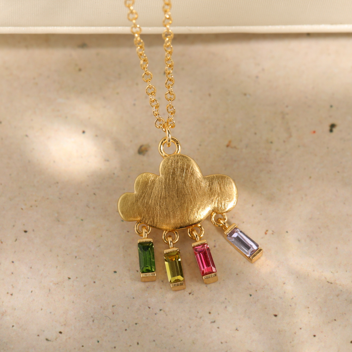 Fashion Cute Cloud Shape Inlaid Four-color Zircon Copper Necklace display picture 1