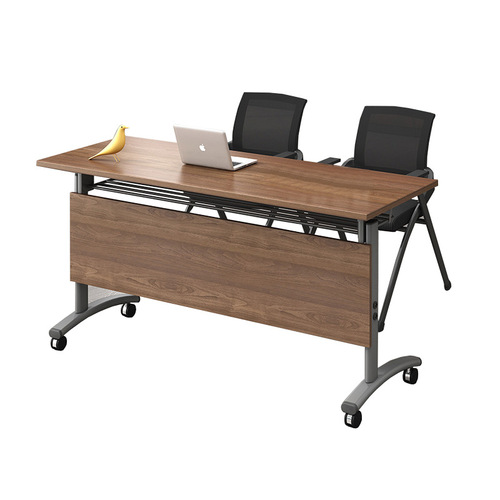 Folding training table conference table movable long table meeting room desk classroom desk chair set office double-layer bar table