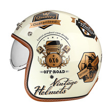 跨境复古头盔骑行摩托车头盔男女半盔机车安全帽3/4盔