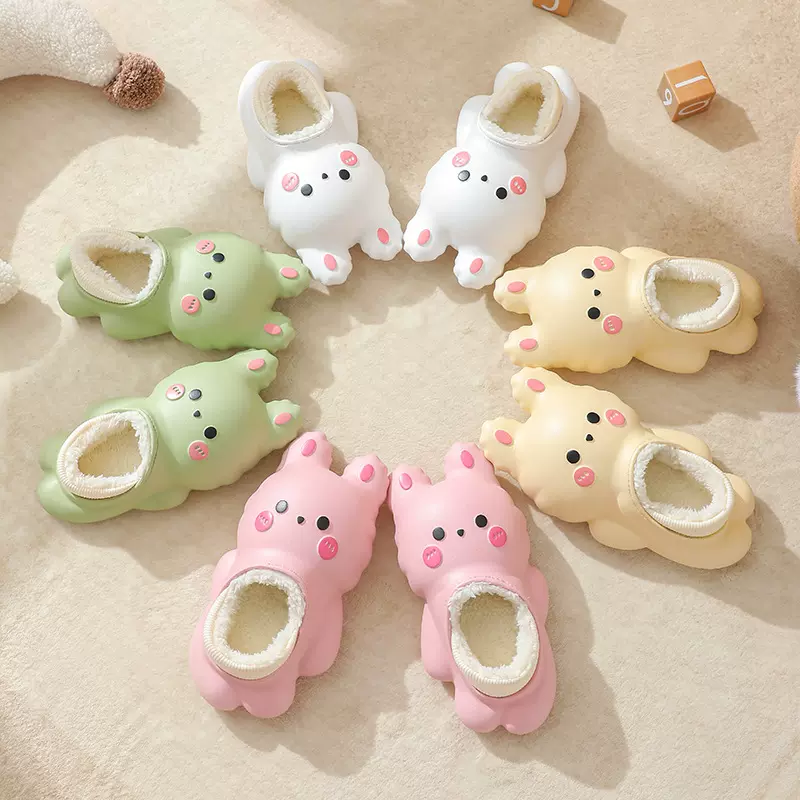 小兔可爱儿童棉拖鞋女室内居家居防水学生宝宝小孩大中童冬天棉鞋