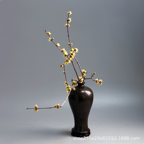 Mei vase Jingdezhen ceramic light luxury Zen-style retro Chinese-style flower vase desktop decoration living room sword mountain flower arranging vessel