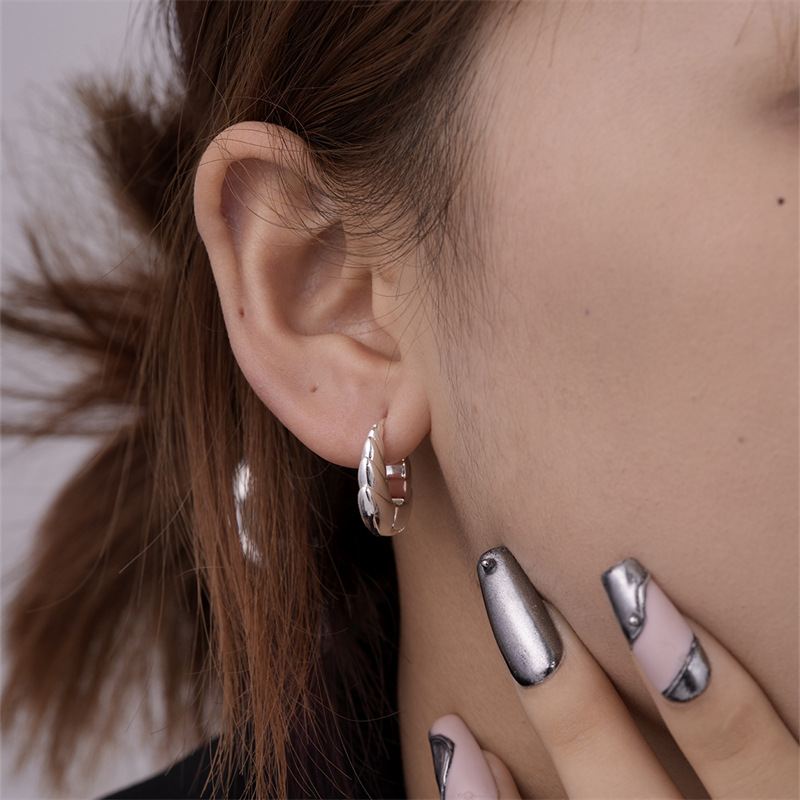 7g Weight Hoop Earrings, Drop Earrings Classification 1 Pair Quantity Holiday, Daily Occasion Copper Material U Shape, Geometric Pattern Women's Gender Plating Design Simple Style Style 1 Pair Simple Style U Shape Geometric Plating Copper Hoop Earrings Drop Earrings 5