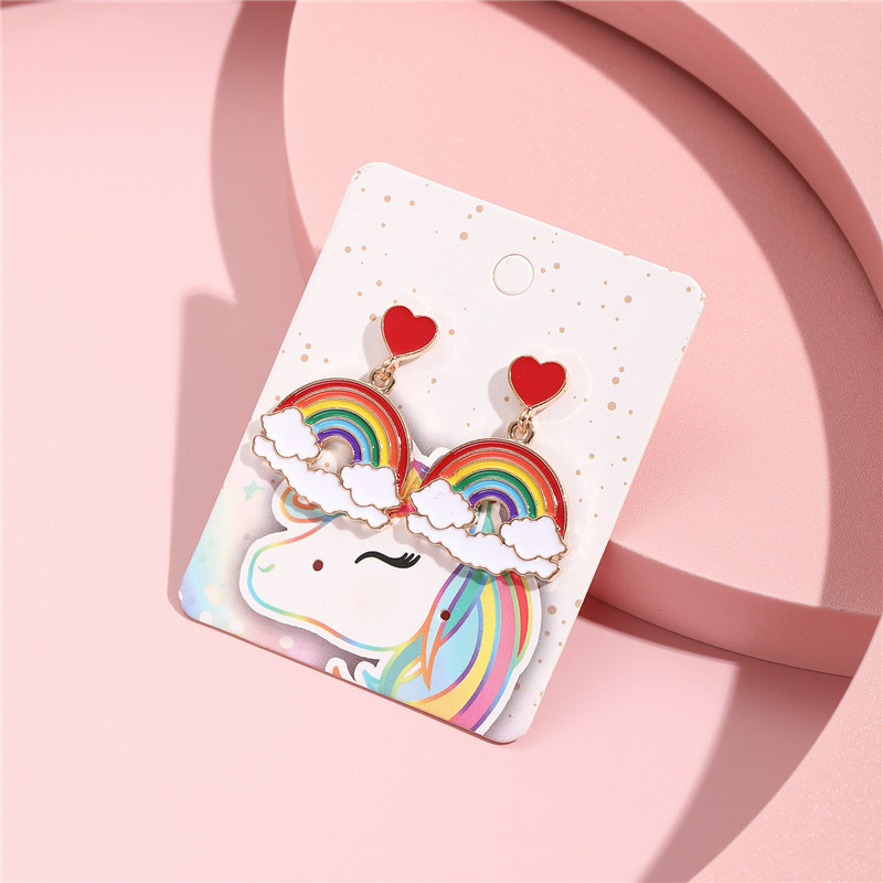 Cute Rainbow Alloy Enamel Kidu0027S Drop Earrings 1 Pair
