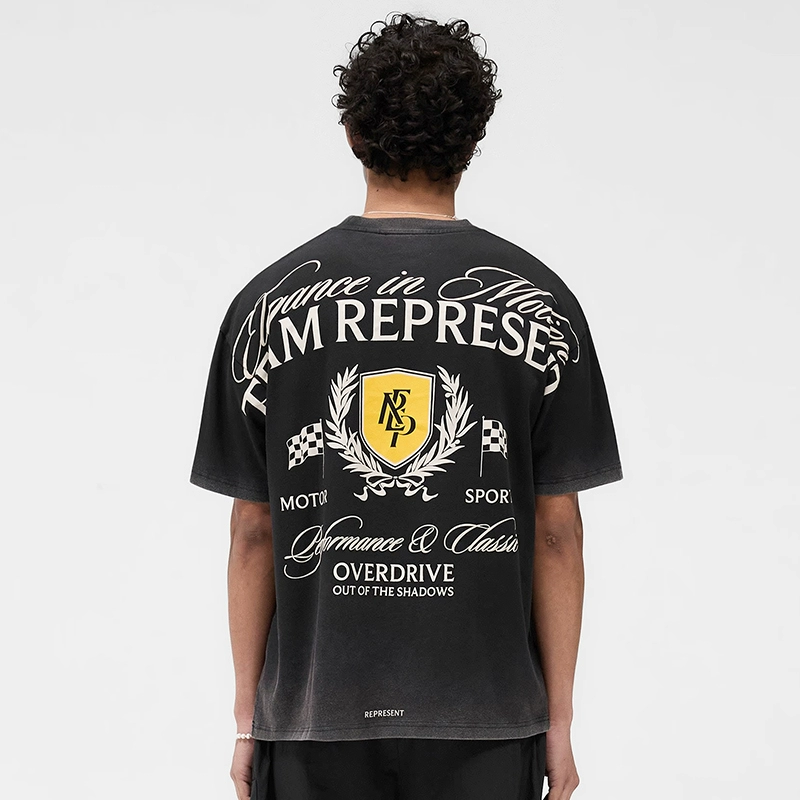 REPRESENT REP ретро американский старый флаг с буквами, гоночная культура, винтажная футболка с короткими рукавами и принтом