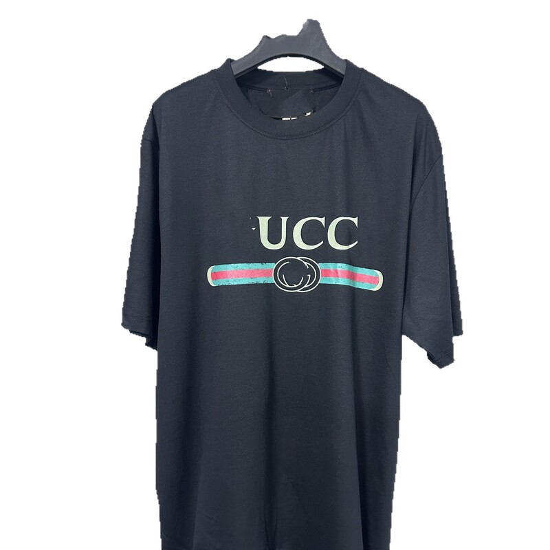 In-Stock 25Ss g Brand Oversized Logo Print Belt Design Short-Sleeve T-Shirt in Black for Men and Women