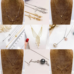 韓尚娜風 インフルエンサー風 軽奢風 14金 パールネックレス レディース 高級感 DIY パール空枠ネックレス 卸売