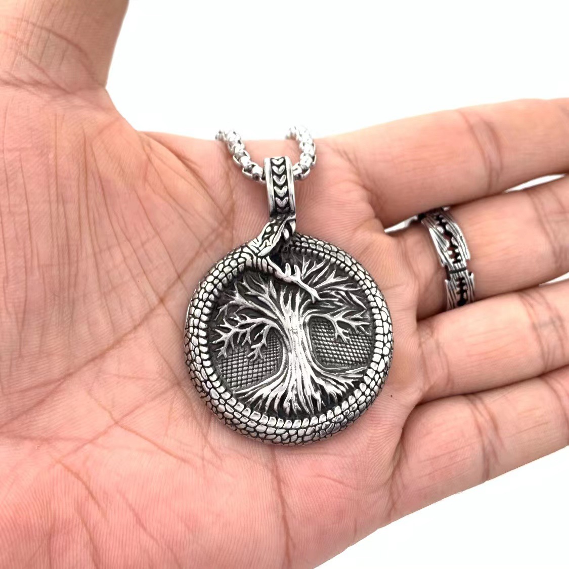 1 Piece Quantity Holiday, Daily Occasion Retro Punk Tree 304 Stainless Steel Men's Charms Pendant Necklace