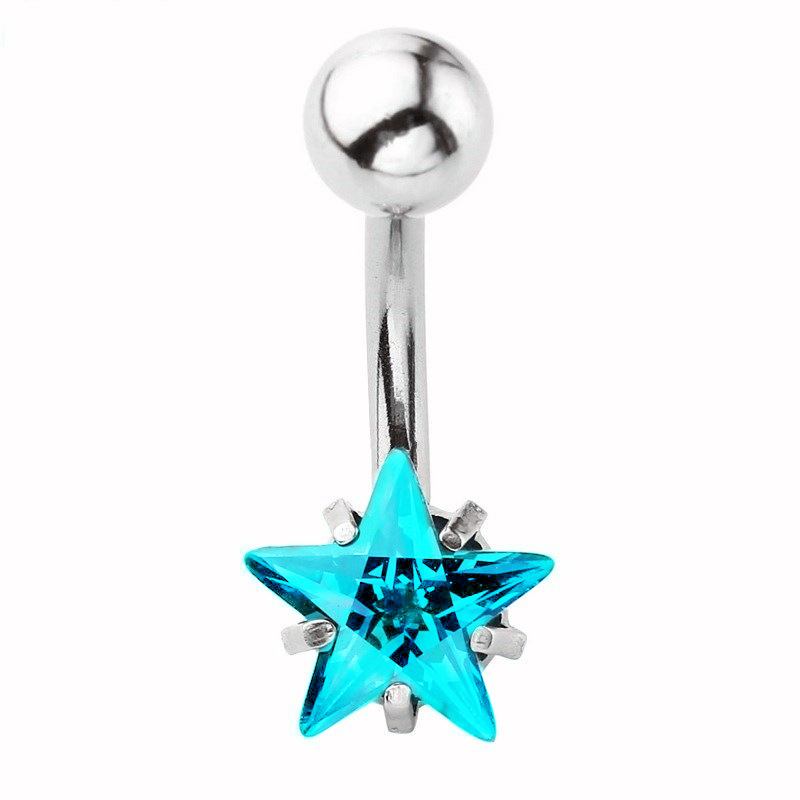 Piercing per ombelico in acciaio inossidabile di grado AAA, con stella a cinque punte, nuovo anello per ombelico in zircone a forma di stella placcato in oro_voghion.com