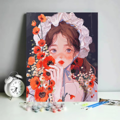 DIYデジタル油絵塗り絵漫画キャラクター女の子装飾画塗り絵手作り絵画卸売彩画