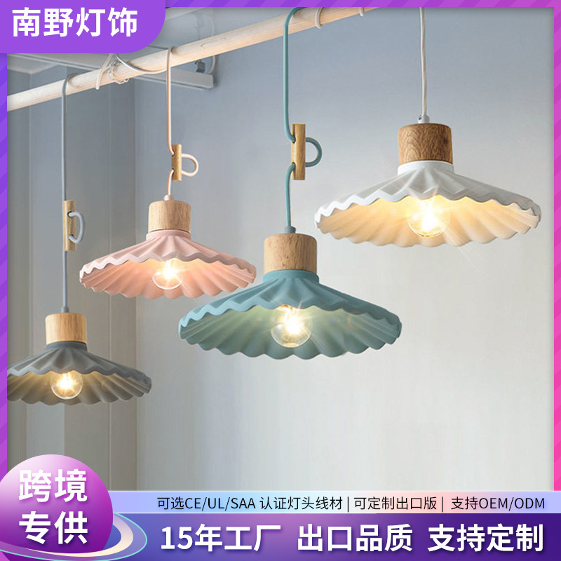Nan Ye Japanese-Style Cement Wood Pendant Light for Dining Room and Study, Creative Linear Light, Exclusively for Cross-Border Sales