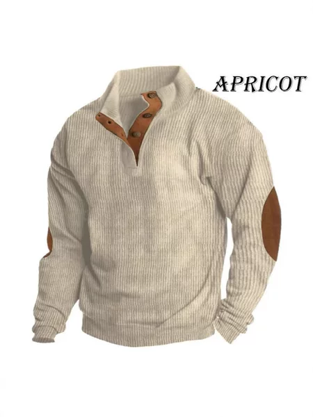 Europe and the United States cross-border men's independent station Amazon sweater corduroy pullover Henry shirt men's casual long sleeve T-shirt