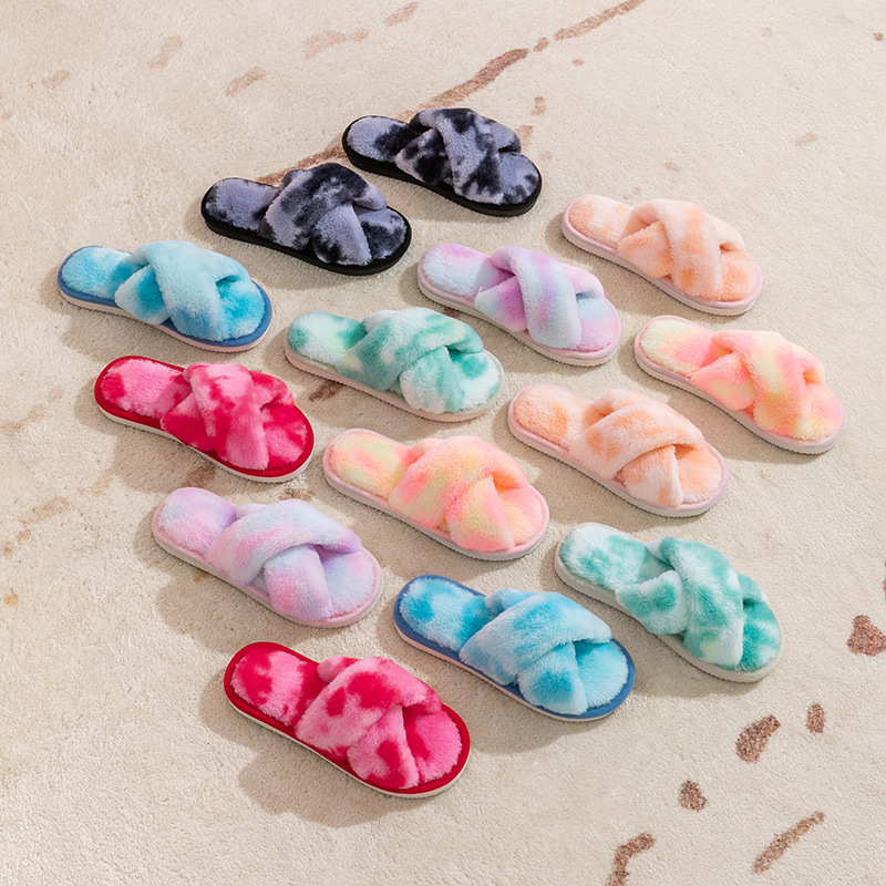 New Women's Autumn and Winter Warm Cross-Tie Plush Slippers, Plush Slippers for Women, Plush One-Line Cotton Slippers New Women's Autumn and Winter Warm Cross-Tie Plush Slippers, Plush Slippers for Women, Plush One-Line Cotton Slippers