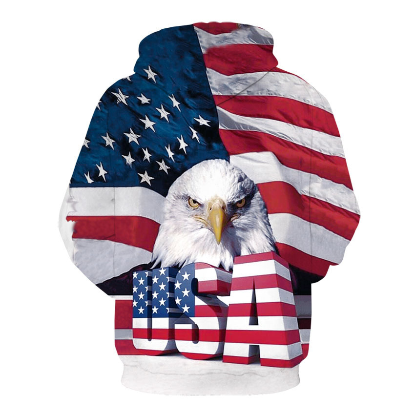 American Flag Eagle Hoodie For Men Crew Neck Plus Size Sweatshirt_voghion.com