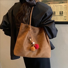 休闲复古麂皮绒包包女2025新款秋冬季大容量单肩包时尚手提托特包