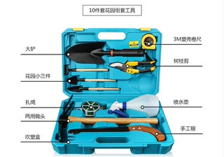 种植园艺套装工具 10件套花园组套工具箱 教学园林电工工具组合