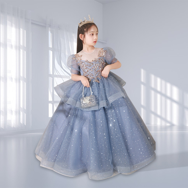 Princess Dress for Girls Royal Blue Elegant Party Gown for Performances Pageants And Special Occasions_voghion.com