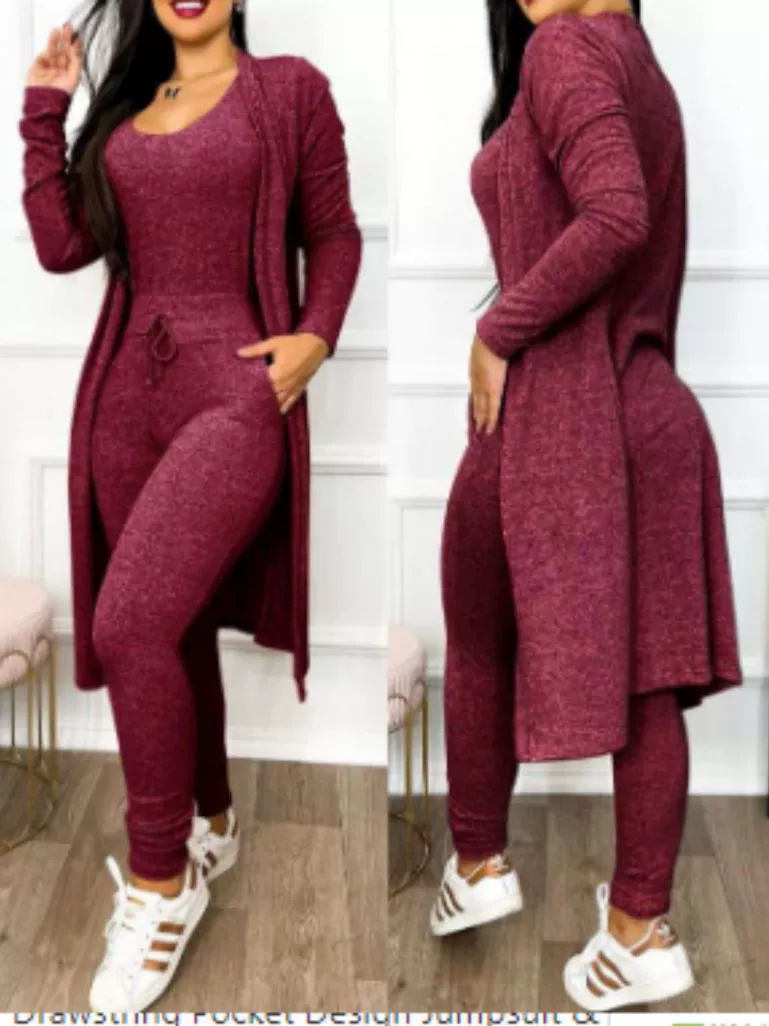 Новый модный длинный комбинезон-кардиган в стиле европейской и американской внешней торговли, повседневный костюм с длинным рукавом, готовый к отправке