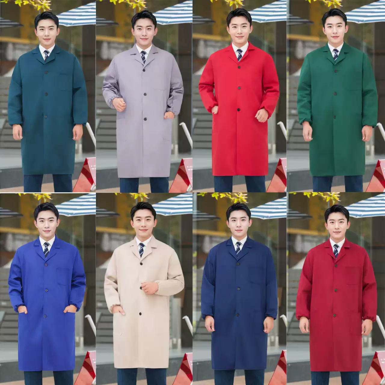 加厚蓝大褂工作服涤棉长款劳保服搬运工人食品仓库工厂物流耐磨