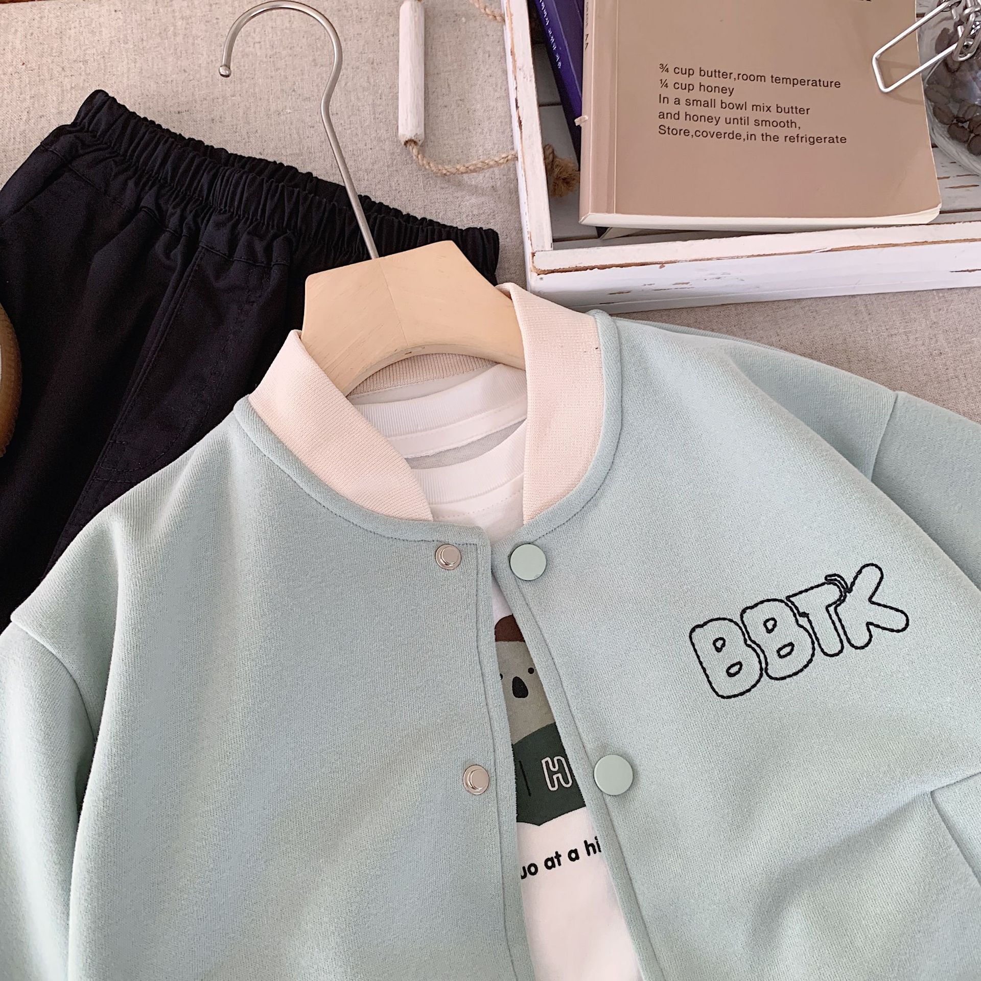 아동 코트 BANGCHENG 2024 가을 새 편지 자수 캐주얼 가디건 소년 세련되고 다재다능한 G0333