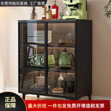 家用餐边柜靠墙一体茶水柜玻璃门现代简约小户型储物柜酒柜矮柜子