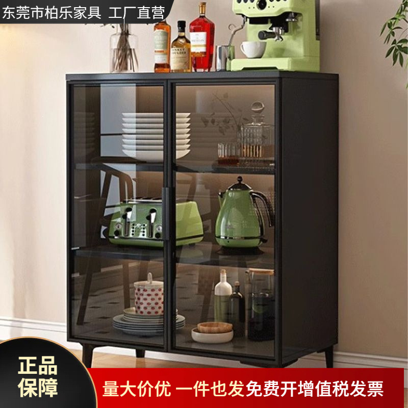 家用餐边柜靠墙一体茶水柜玻璃门现代简约小户型储物柜酒柜矮柜子