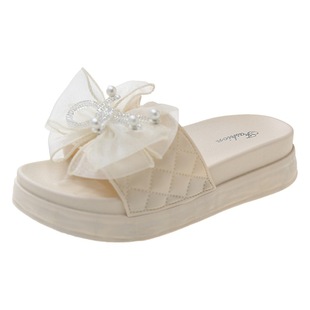 Korean Style Summer New Mid-heel Slippers Women's Trendy Fashionable All-match Indoor Outgoing Home Soft Bottom
