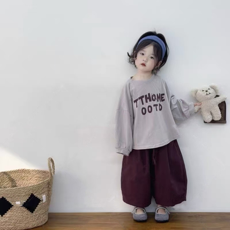 童装女童2025新款儿童复古森系圆领长袖T恤日系套装春季新款|undefined