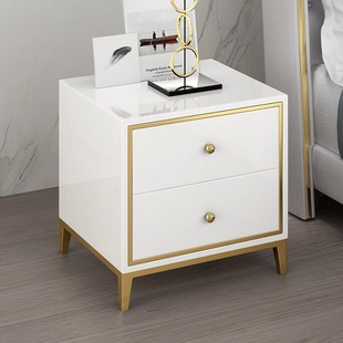 QSC (pull button) TJBERF05 Light Luxury Bedside Table Simple Modern Metal Cabinet Bedroom Simple Storage