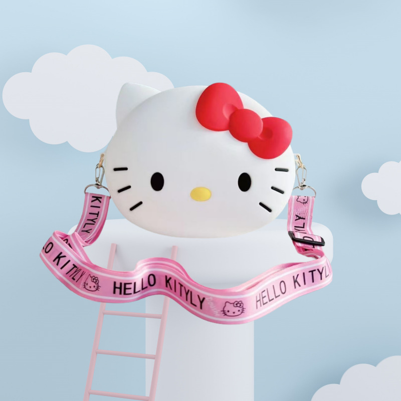 kt 캣헤드 실리콘 휴대폰 가방 화이트 (안감없음)