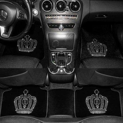 Car velvet rhinestone crown Universal Foot Pad
